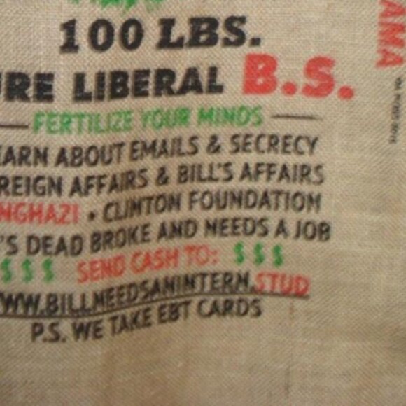 Hillary Crap Sack Funny Novelty Burlap Bag - Picture 3 of 3